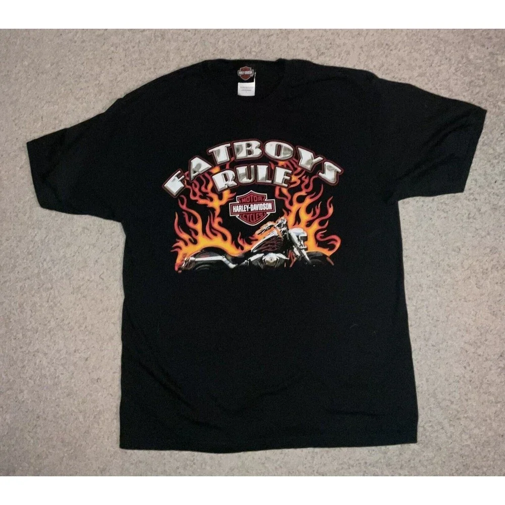 Vintage Harley Davidson Fatboys Rule Gastonia, NC Shirt Mens Large - Picture 1 of 3